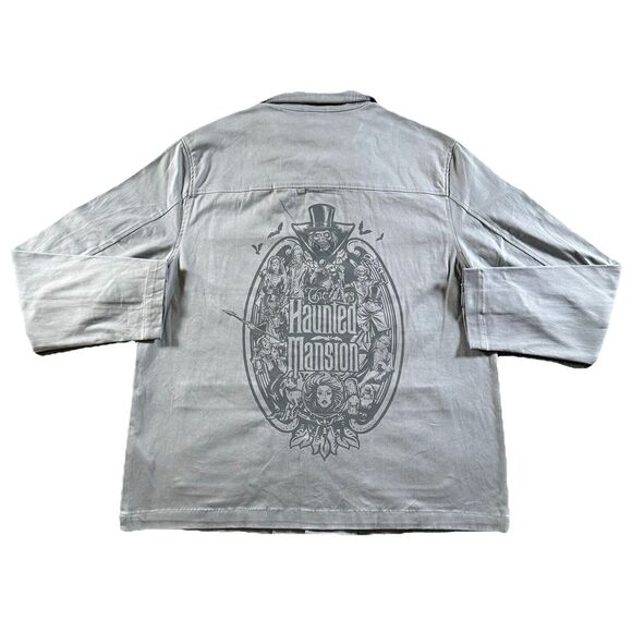 Disney Parks The Haunted Mansion Jacket Men's Large Shacket Button Up 4-Pocket - Picture 1 of 15